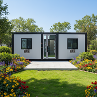 Mini-maison avec toit plat et salle de bain humide/sèche, maison conteneur extensible