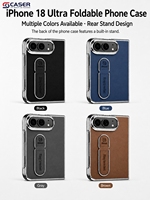 Étui de protection pour iPhone Ultra, style luxe léger, couleur unie, texture cuir, avec anneau support pliable et protection d'écran intégrée