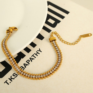 Fashion Chain <b>Bracelet</b> Gold Rhinestone <b>Ball</b> Design Party Jewelry Women's <b>Bracelet</b> Zinc Alloy Channel Setting SL90 - Product Image 2