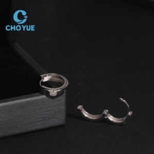 Boucles d'oreilles créoles classiques et simples en argent sterling 925 avec moissanite VVS, bijoux fins de haute qualité en gros - Product Image 4