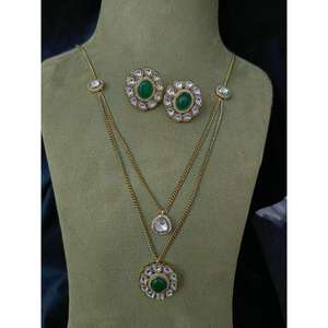 Ensemble de collier à pendentif de qualité supérieure pour filles femmes AD CZ laiton plaqué or rose ethnique pour la fête - Product Image 2