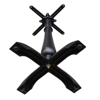 Socle de table en fonte noir sable, colonne plate, cambré, quatre pieds