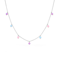 Collier en argent 925 Gemnel avec opale en forme de goutte de coton sucré, collier à chaîne en câble avec opales multicolores