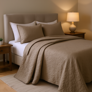 Ensemble de couvre-lit réversible moka queen Couvertures élégantes pour une literie confortable - Product Image 2