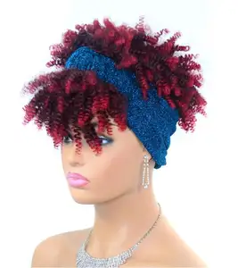 Wholesale Trendy Turban Wrap Afro Kinky Hairpiece Synthetic Headband Fashion Capdo Style Pony Tail