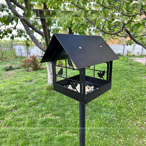 Mangeoire à oiseaux JH-Mech personnalisée, facile à nettoyer, design maison, en acier au carbone, pour extérieur, à poser dans le jardin - Product Image 1