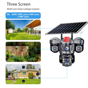 V380PRO Solar Outdoor Camera Triple Lens Full Color Night Vision 5G Network <b>Security</b> Surveillance With Solar Panel And Type C - Product Image 4