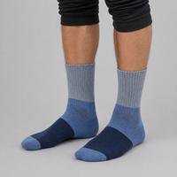 Chaussettes de sport pour hommes, à blocs de couleur, avec bord côtelé, respirantes, pour la course et l'entraînement, ajustement anatomique, coussinées, décontractées