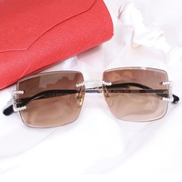 Lunettes de soleil rectangulaires UV400, monture de luxe, femmes et hommes, lunettes de soleil en argent 925, lunettes de soleil en diamant moissanite, lunettes de mode