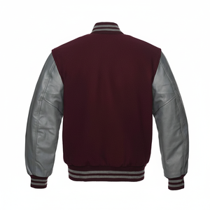 Chaqueta Universitaria de Cuero con Mangas de Cuero, Servicio OEM, para Hombre, Precio Económico, Chaquetas de Béisbol Ajustadas con Letras Bordadas en Venta - Product Image 1
