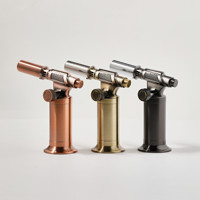 Pistolet à flamme gonflable tout en métal, barbecue, cuisine, peut être inversé, flamme stable, camping en plein air, coupe-vent, allumeur avec décoration