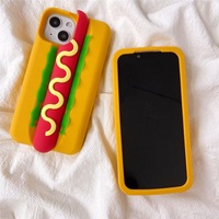 Top Antichoc Dessin Animé Mignon Doux 3D Silicone Téléphone Cas pour iPhone Hot Dog Mobile Couverture de Téléphone Portable