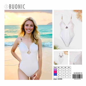 Costume da bagno intero da donna HDJ bianco taglia 44 46 48 50 con scollo a V profondo, push-up e cut-out, per mare e piscina - Product Image 2