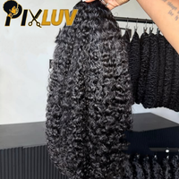 Perruques en cheveux humains bruts bouclés birmans, alignées sur les cuticules, avec cordon de serrage, à clipser, sans colle, 3-en-1, demi-perruque 3/4 à porter sur le dessus de la tête