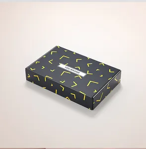 Caja negra con logotipo personalizado impreso, embalaje de papel de cartón, respetuoso con el medio ambiente, para regalo de ropa y zapatos