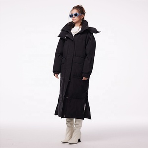 Veste longue en <span class=keywords><strong>duvet</strong></span> pour femmes, imperméable, épaissie, couleur unie, <span class=keywords><strong>chaude</strong></span>, vêtements d'extérieur d'hiver pour femmes, en stock - Product Image 2