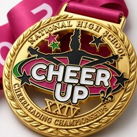 Medalla Personalizada Moderna de Esmalte Duro con Silueta de Animadora, con Galvanoplastia Multicolor, para Recuerdo Deportivo y Premio