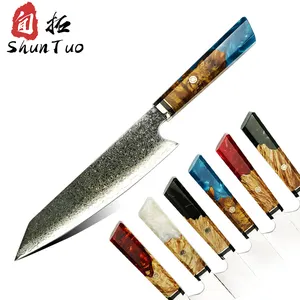 cheap cuchillo filling fishing chipper bucher bread barbecue damascus kiritsuke knife with chopping board set