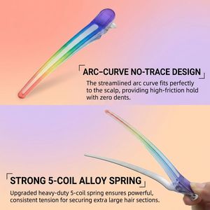4 pinzas de pelo con degradado <span class=keywords><strong>arco</strong></span>íris, clips de aluminio para seccionar, horquillas con tira de silicona antideslizante para peinar - Product Image 4