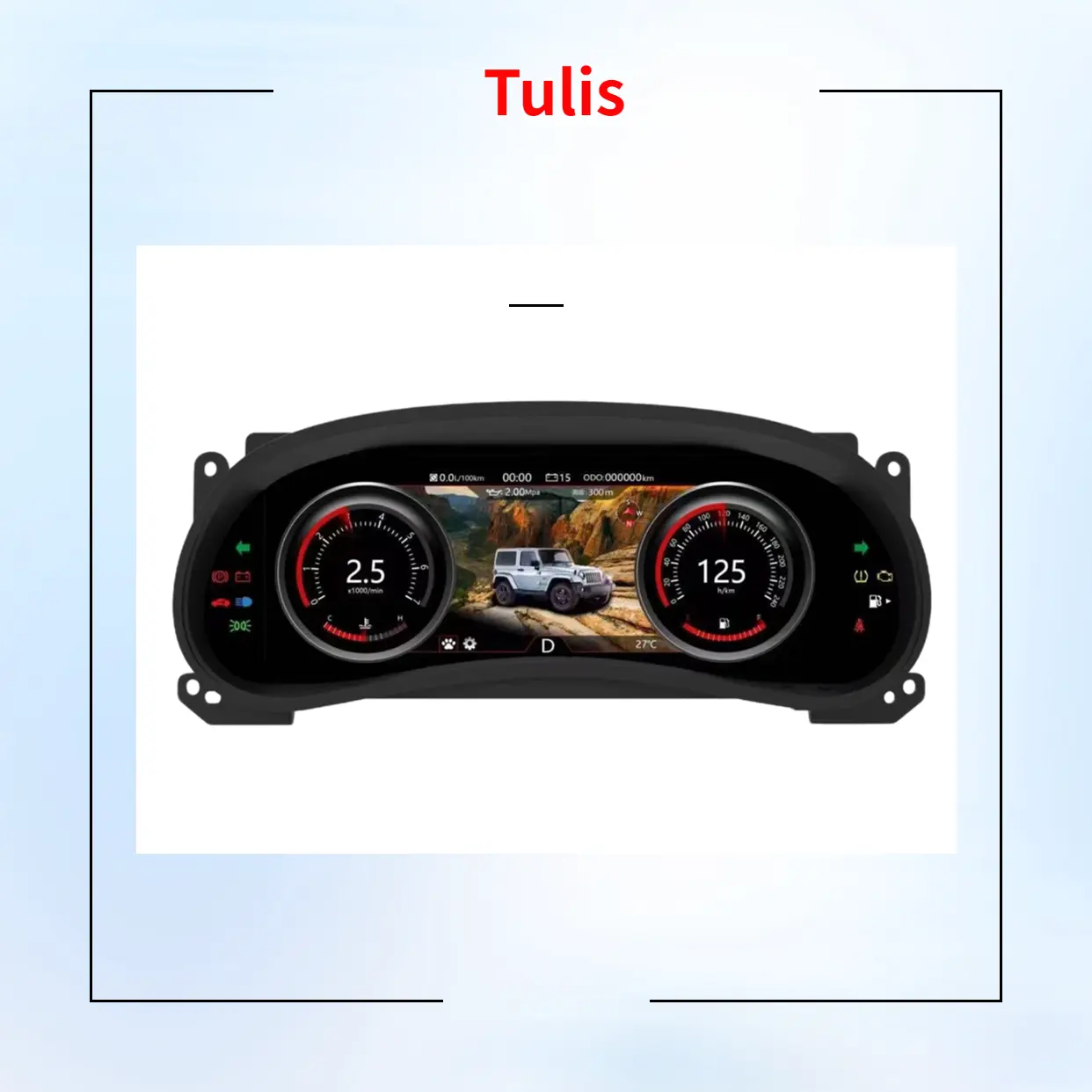 Layar IPS 12.3 Inci untuk Papan Dasbor Mobil Cluster Instrumen Jeep Wrangler