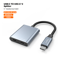 Adaptateur Type-C vers double Type-C, 8K/60Hz vidéo et charge PD 100W, 2 ports Type C, conçu pour les lunettes AR, les ordinateurs portables et autres appareils
