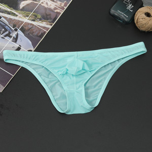 Nouvelle culotte <span class=keywords><strong>homme</strong></span> transparente en soie glacée, couleur unie, taille basse élastique, respirante et ultra-fine - Product Image 2