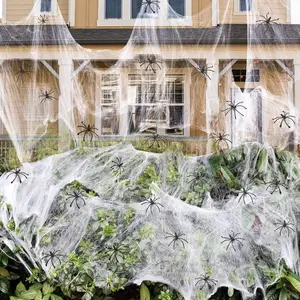 Super Rekbare Spinneweb Kunstmatige Spinneweb Halloween Decoratie Scary Party Scene Props Indoor Outdoor Home Decor Accessoires