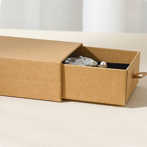 Kağıt torba ile kahverengi Kraft kağıt mücevher kutusu çok boyutları seçeneği özel kendi Logo kapak kutusu çekmece kutusu küpe kolye ambalaj - Product Image 3