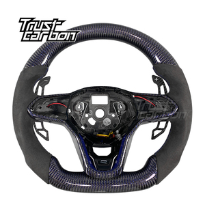 Volant sport en fibre de carbone bleu twill personnalisé pour Volkswagen Golf MK8 Passat 2020-2025 GTI GTD GLI ID4 Tera T-ROC - Product Image 1