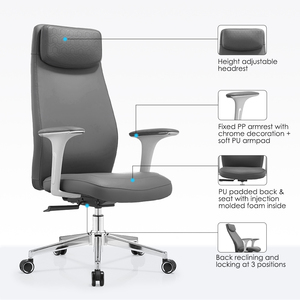 เก้าอี้ผู้บริหารปรับเอนได้ ปรับความสูงได้ นั่งสบาย หรูหรา หนังแท้ - Product Image 5
