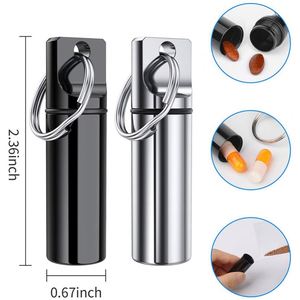 กล่องยาพกพาขนาดเล็กคุณภาพสูง กันน้ำ ทำจากอะลูมิเนียม พร้อมพวงกุญแจ - Product Image 1