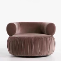 Fauteuil individuel moderne et luxueux en velours plissé, pivotant, pour salons et hôtels - Vente directe usine