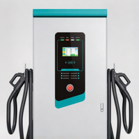 Chargeur DC pour véhicules électriques 60kW-160kW à double connecteur, station de charge rapide avec écran LCD, arrêt d'urgence, IP54, pour utilisation en garage public