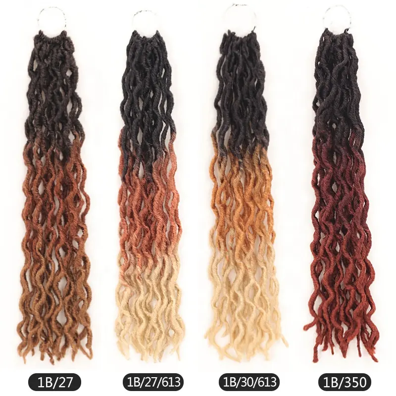 Original 18inch 2X Curly Faux Locs Synthetic Dread Hair Extensions Loc Crochet Braid for Africa Women