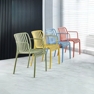 Set di Sedie da Esterno per Patio con Schienale, Impilabili, <span class=keywords><strong>in</strong></span> <span class=keywords><strong>Plastica</strong></span>, Design Moderno, Arredamento per Casa, Balcone, Soggiorno, Negozi di Tè e Caffè - Product Image 6