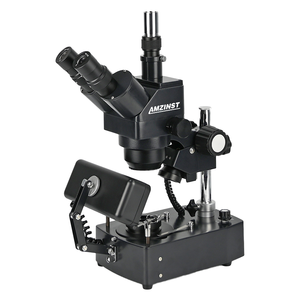 Microscopio Gemológico Trinocular de Campo Oscuro 1X-4X |   Microscopio de Inspección de Gemas y Joyas con Luz Halógena de 10X - Product Image 1
