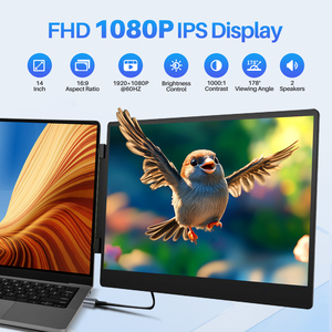 Oem ODM 14 inch du lịch 2 IPS xem đầy đủ USB-C Màn hình kép 1080P FHD chơi game <span class=keywords><strong>LCD</strong></span> hiển thị linh hoạt có thể gập lại máy tính xách tay màn hình Extender - Product Image 2