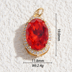 Copper Round Pendant With Gradient Zircon For Necklace Making Jewelry Finding - Product Image 3