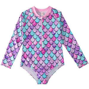 Maillot de bain sirène européen et américain Maillot de bain une pièce pour enfants Maillot de bain à manches longues pour filles Maillot de bain printemps chaud Style écailles de poisson pour enfants - Product Image 4