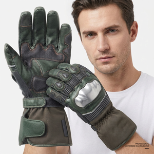 Gants de course SAAR INDUSTRIES Alpha, en cuir, avec protection complète des doigts, paume en cuir, sangle de poignet réglable, fermeture auto-agrippante, imperméables - Product Image 1