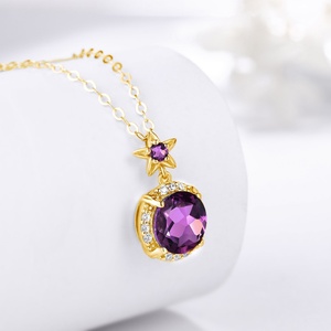 จี้อเมทิสต์สำหรับทำเครื่องประดับ จี้เงินแท้ทรงกลมประดับพลอยอเมทิสต์ สร้อยคอจี้สำหรับเป็นของขวัญสำหรับผู้หญิง - Product Image 2