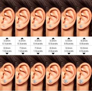 0.1ct-5ct 3-11Mm Moissanite Oorbellen 925 Sterling Zilver Vergulde Studs D Kleur Vvvs Diamant Voor Mannen Gra Luxe Sieraden - Product Image 2