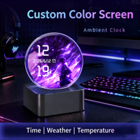 Horloge de bureau WiFi avec cadre photo numérique, station météo et alarme, écran LCD 2,1 pouces pour la décoration de la chambre, veilleuse intelligente, cadeau