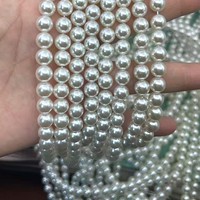 Perles de verre en gros de 3-14 mm, perles imitation perle, plusieurs tailles, longueur 15 pouces/brin, perles de verre blanc nacré pour la fabrication de bijoux