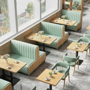 Set tempat duduk restoran kustom, meja makan emas dan kursi Sofa Hotel kedai kopi kursi restoran