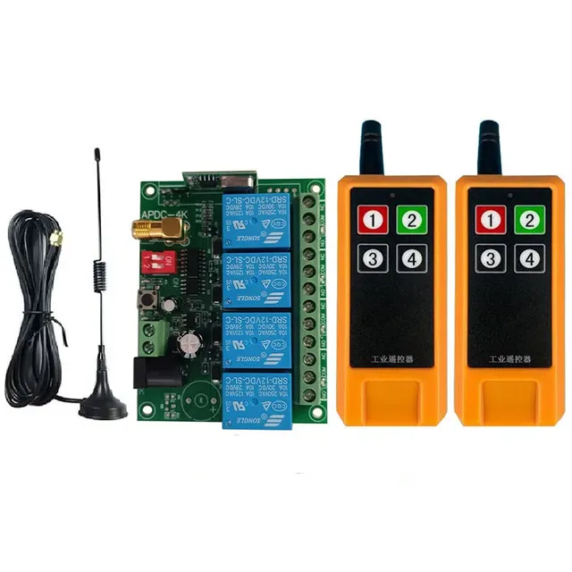 433MHZ DC12V 24V 4CH RF Wireless Remote Control Switch Radio Receiver With 2000M Long Distance Remote controller Suckers antenna
