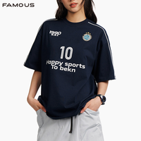 T-shirt de sport pour homme en coton épais, style vintage, imprimé patchwork, coupe ample et décontractée