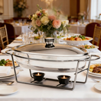 Matériel commercial : Ensemble chauffe-plats buffet 3 litres – Pots isothermes dorés et argentés en matériau de qualité alimentaire