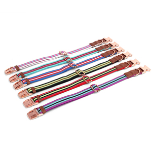 Collar romano de alta resistencia para perro, Hardware de entrenamiento de cuero y Metal, oro rosa a granel, diseño personalizado, reflectante, Collar grande de nailon para perro - Product Image 6