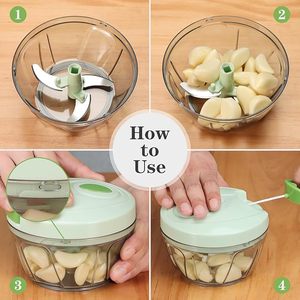 Portable Durable Manual Pulling Garlic Chopper Novel Design for Efficient Chopping Garlic Onion Meat Fruit Vegetable Tool - Product Image 2
